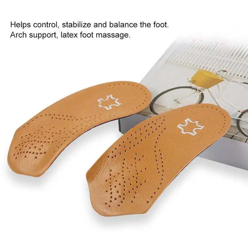 

Leather Arch Support And Padding At The Heel Insole Ultra Light Thin Semi-Rigid Orthotic With Metatarsal Pad Leg Shape Correctio