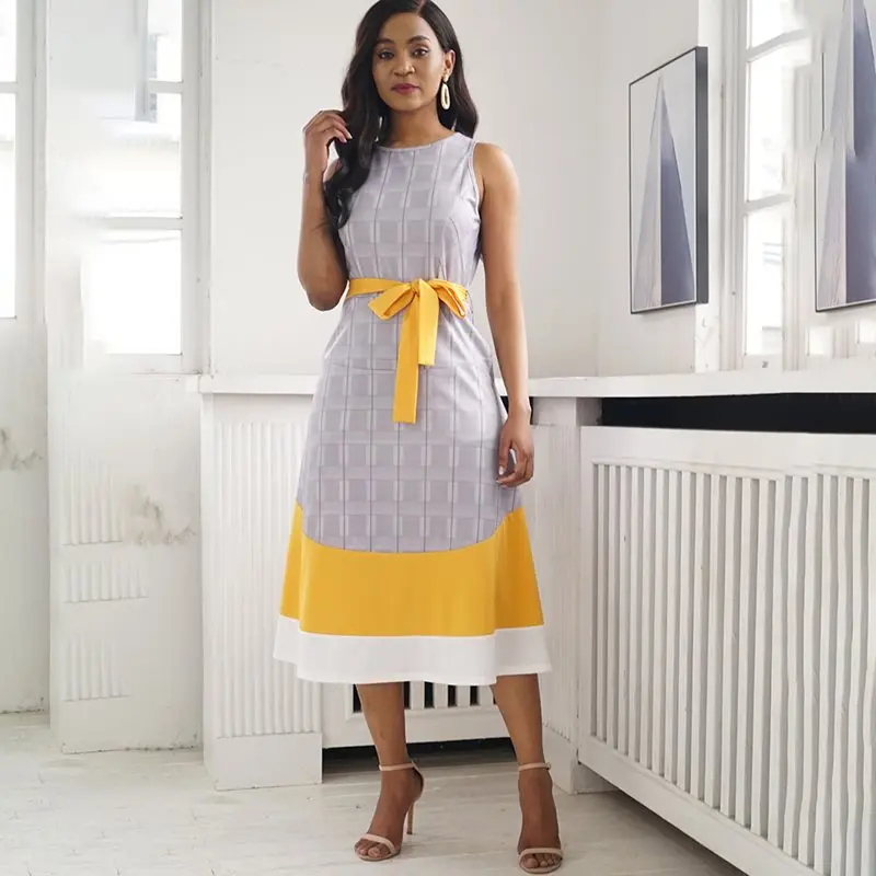 

Vintage Women Dresses Casual Elegant Gray Sexy Office Lady Preppy Chic Sweet Aline High Waist Paid Female Fashion Retro Dress
