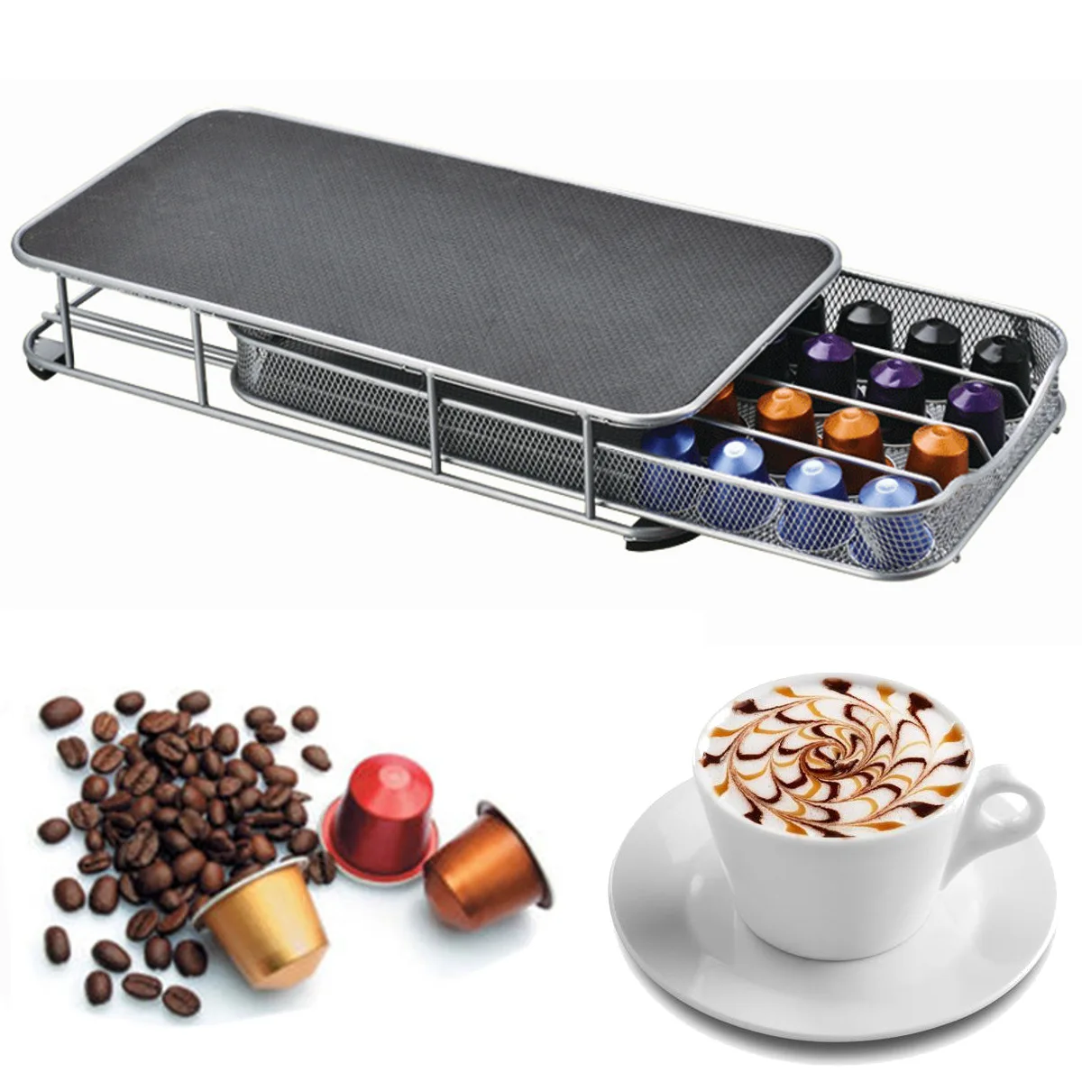 

Coffee Capsules Pod Holder Storage Drawer Coffee Capsules Organizer for 40Pcs Dolce Gusto Capsules Storage Coffee Machine Base