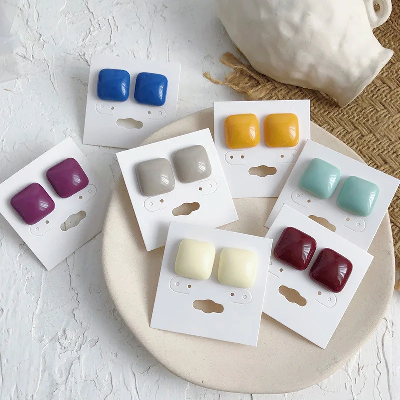 

Morandi Color Retro Square Belt Hanging Simple Earrings Diy Handmade Jewelry Earrings Accessories Materials
