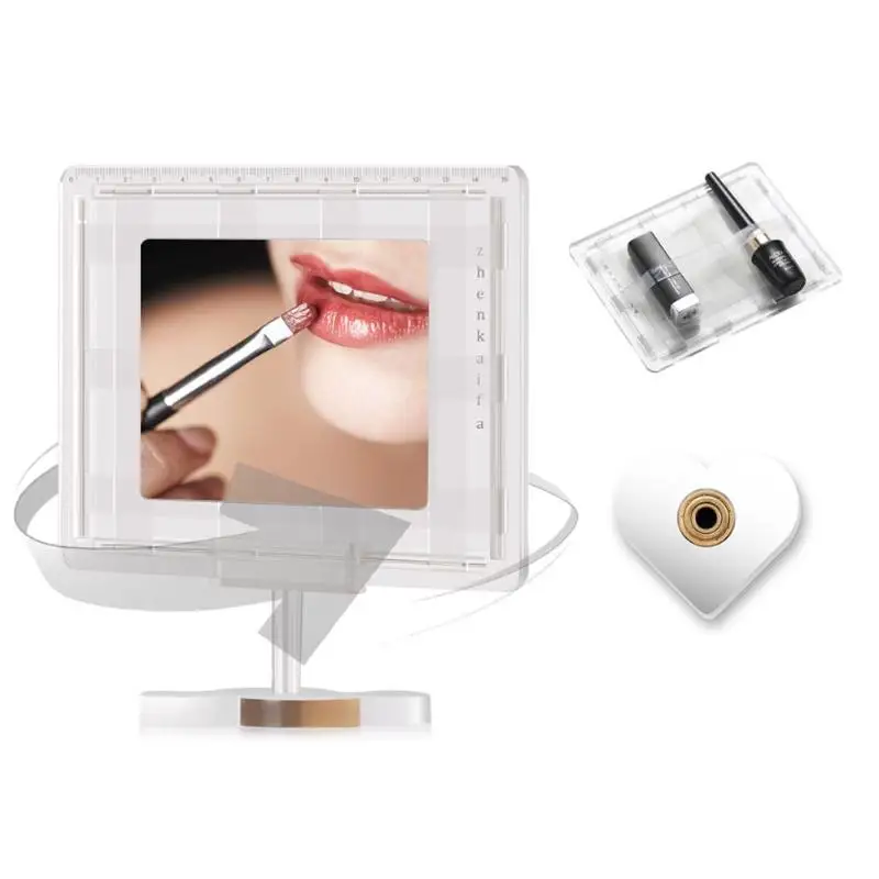 

2 Color Cosmetic Mirror Portable 360 Degree Rotation Makeup Mirror with Love Base Table Desktop Storage Holder Cosmetic Mirror
