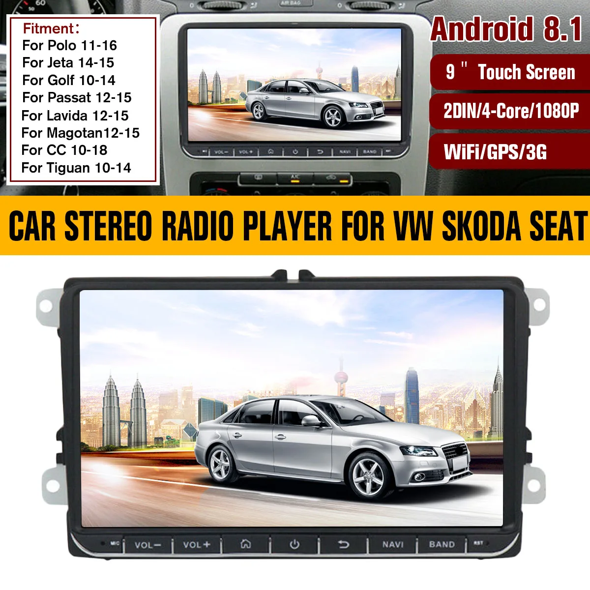 

Car Multimedia Player 9''1G+16G for Android 8.1 Car Stereo 4DIN bluetooth WIFI GPS Nav Quad Core Radio Video MP5 For Volkswagen