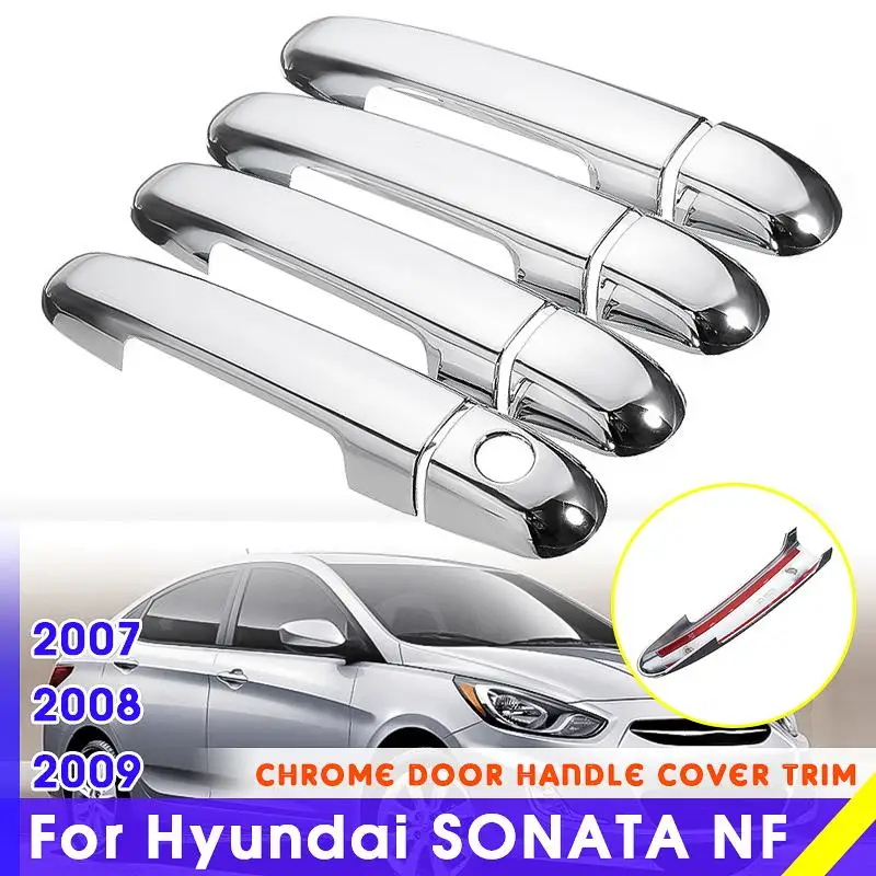 

8 pcs Chrome Car Door Handle Cover Trims Kit For Hyundai SONATA NF Elantra Avega for Dodge 2007 2008 2009 Exterior Door Handles