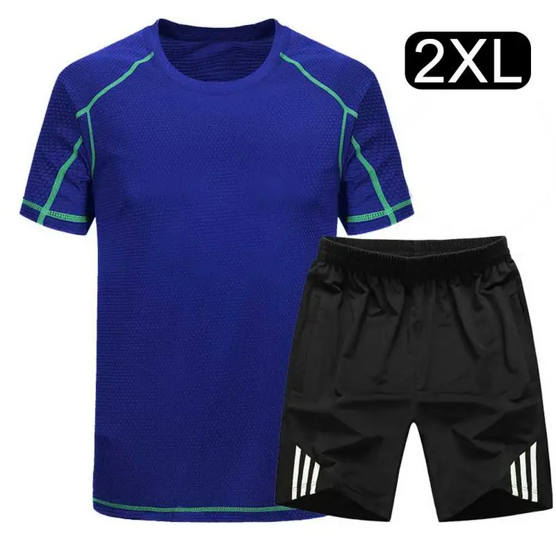 

Men's Shorts Sportswear Suit Quick-Drying Short-Sleeved Casual Sports Running Breathable Male T-shirt Shorts Large Size Thin