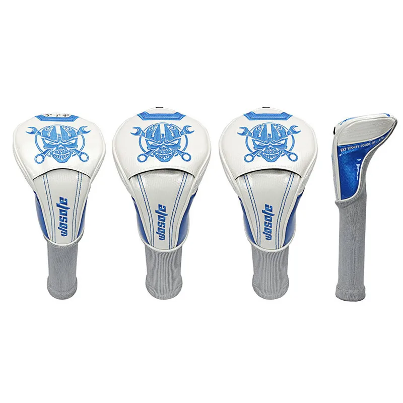 

Golf Club Headcovers 1# Driver 3# 5# Wood # Hybrid Cover PU Leather Head Covers Set Skull embroidery free shipping