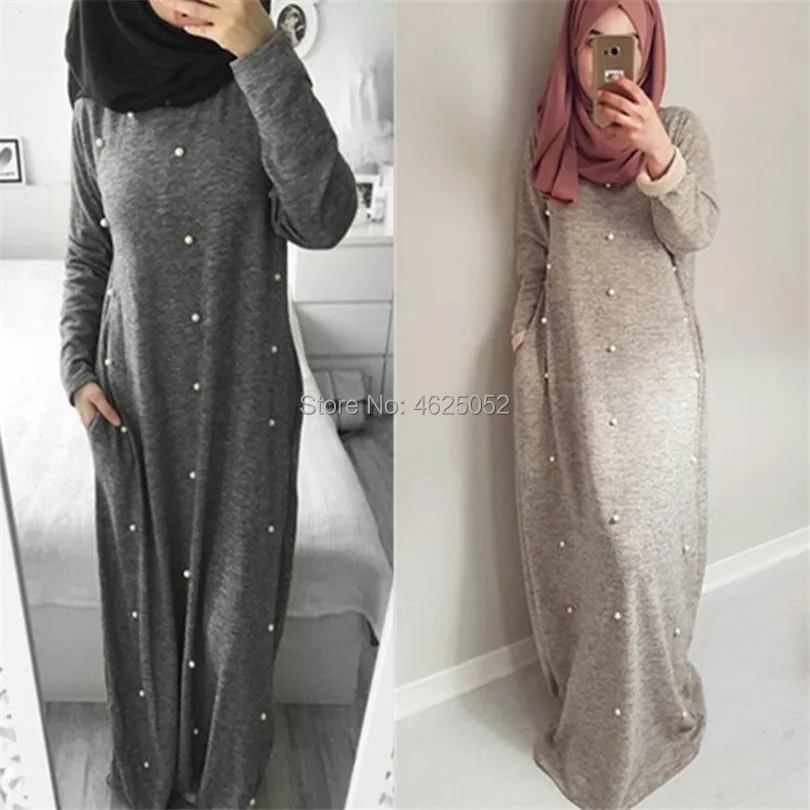 

Arab Vestidos 2019 UAE Abaya Dubai Kaftan Turkey Cotton Long Beading Maxi Muslim Hijab Dress Women Turkish Islamic Clothing