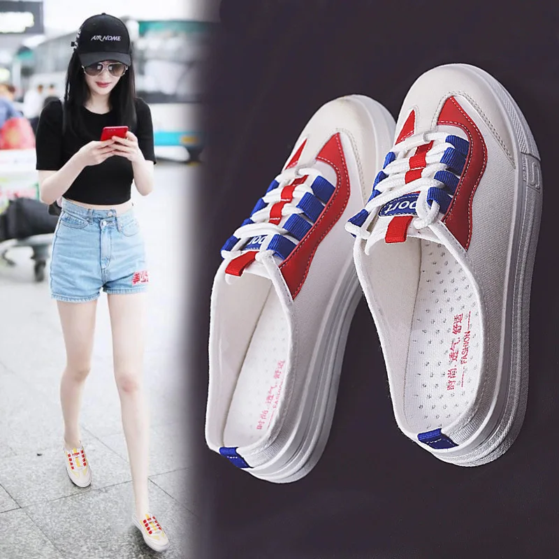 

Ban Tuo Canvas Shoe INS Exceed Fire Student Han Banchao Joker Dawdler Pedal Nothing Heel Small-MAM