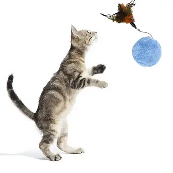 

Pet Plush Electric Ball Toy Roller Ball Cat Toy Feather Mouse Shape Bell Rolling Ball Automatic Cat Teasing Tool Ball Toy