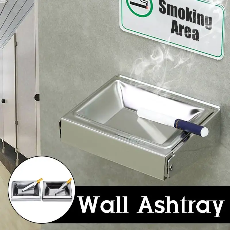 

Stainless Steel Cigarette Ashtray Ashtray Reversible Metal Personality Wall-mounted Toilet Bathroom Ash Storage Box