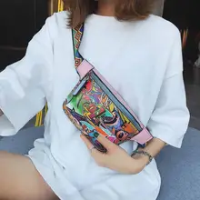 Модная женская поясная сумка с принтом граффити из искусственной кожи, поясная сумка, красочный Повседневный Пояс на талию, нагрудная сумка для женщин Z70