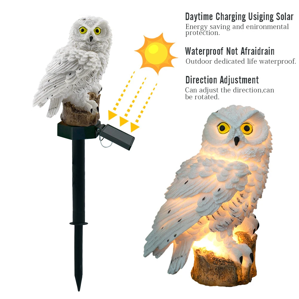 

Waterproof White Owl LED Solar Lawn Garden Light For Outdoor Yard Garden Landscape Lighting Decoration Keep Birds&Squirrels Away