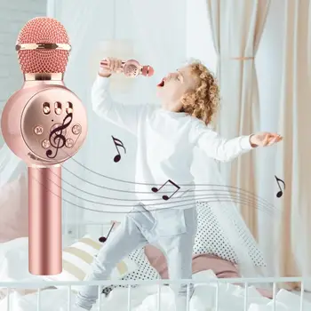 

Colorful Lights Mobile Phone Karaoke Microphone Toy For Children Singing Music Wireless Bluetooth Karaoke Microphone Toy