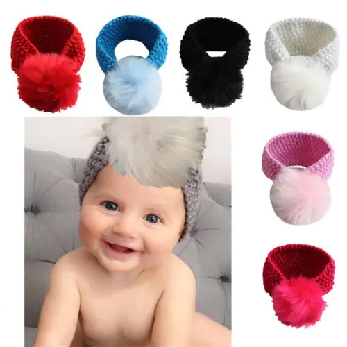 

2019 Newborn Baby Knitted Crochet Turban Headband Infant Kids Girl Toddler Hair Bow Band Accessories Winter Casual Fashion New