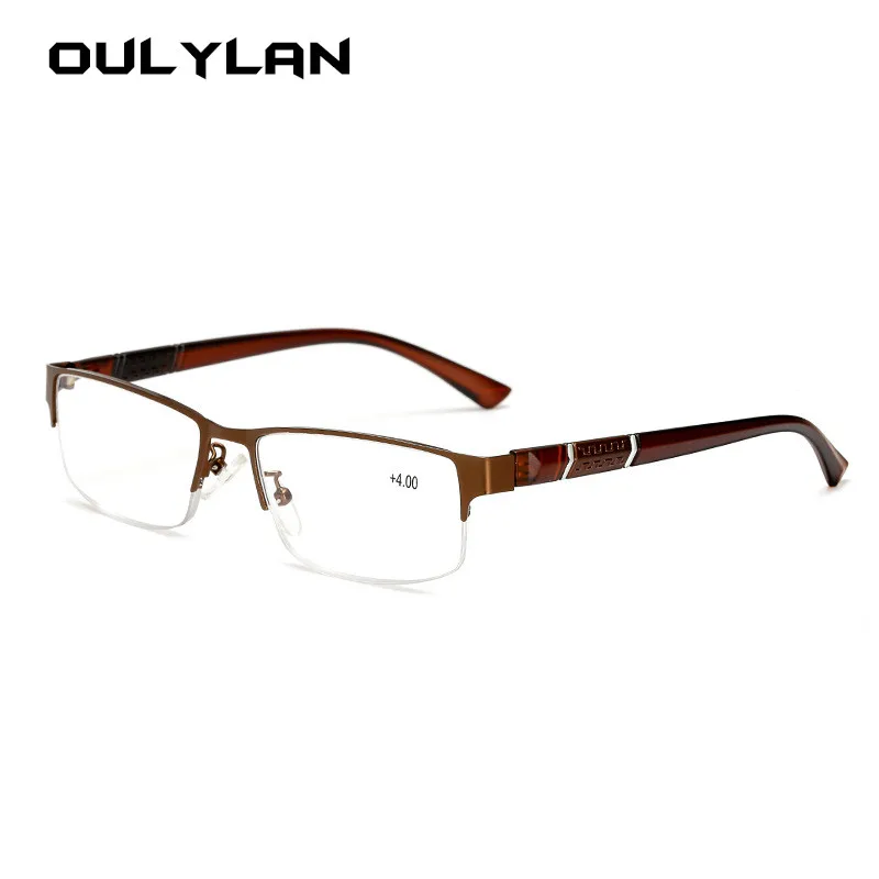 Oulylan hombres gafas de lectura de Metal de moda marco medio de gafas para leer hombre Retro gafas dioptrías 1,0, 1,5, 2,0, 2,5