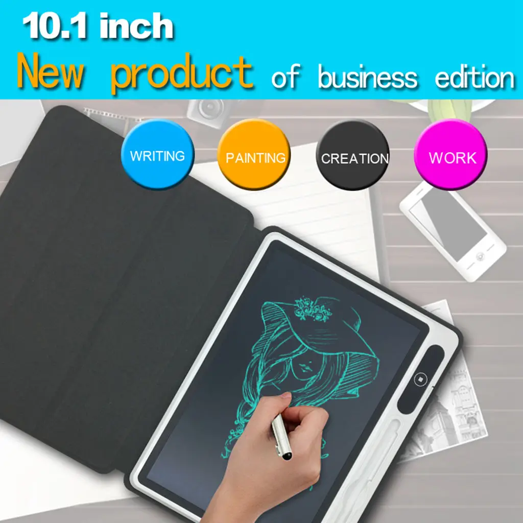 Comprar Tablero inteligente de escritura de negocios de 10,1 pulgadas con funda protectora Lcd, tableta de dibujo, tablero pintado a mano para estudiantes, diseño
