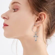 Индивидуальные женские серьги с особенным крестом, большие серебряные серьги для женщин, Классические выразительные декоративные длинные серьги