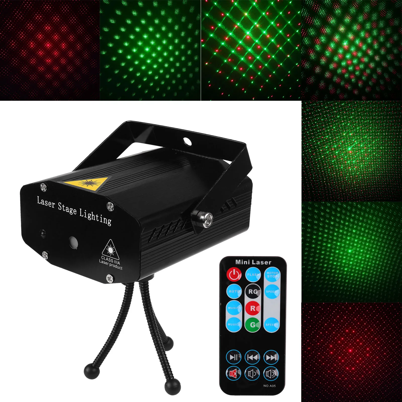 

LED Laser Projector Disco Light Mini Auto Flash RG Sound Activated Laser Lamp Remote DJ Disco Party Soundlights Xmas Stage Light