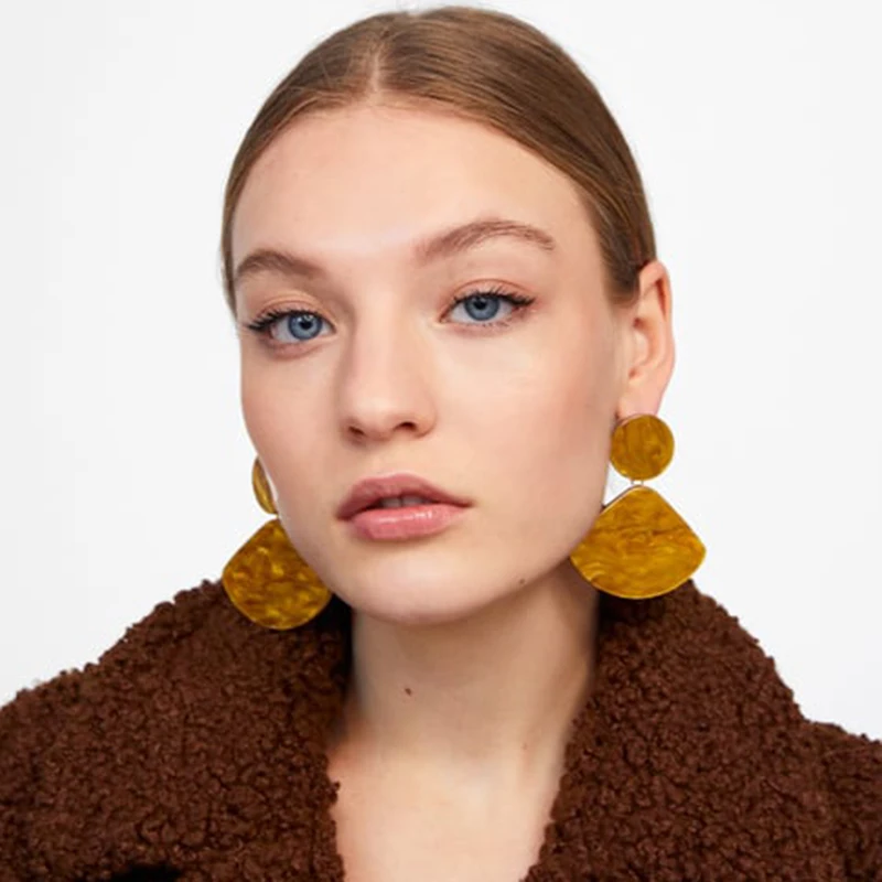 

Flatfoosie New ZA Trendy Yellow Women Drop Earrings Party Sector Bohemian Pendant Dangle Earrings Vintage Bojiux Gifts Wholasale