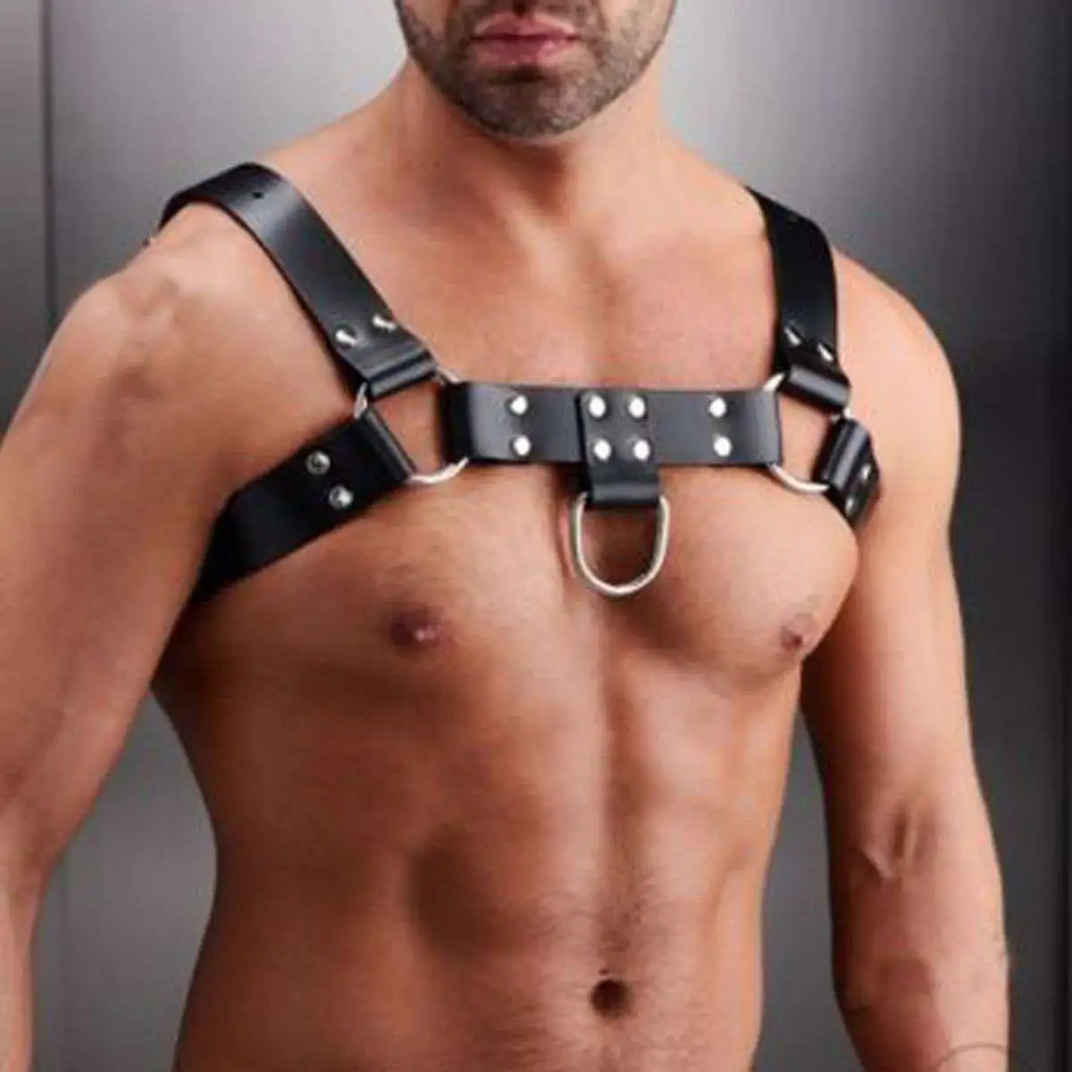 

Men Bondage Harness Men PU Leather Gay Male Bondage in Adult Game Adjustable Buckle Body Chest Harness Bondage Costume