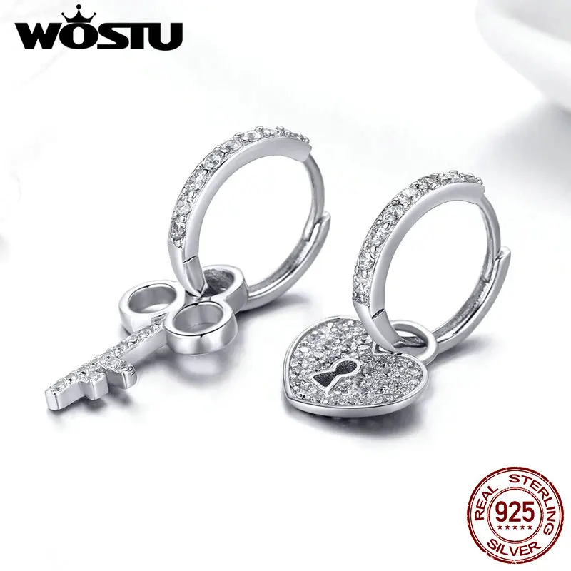WOSTU модные 925 пробы серебряные висячие серьги с цирконием, висячие серьги для женщин, свадебные украшения, подарок CQE577