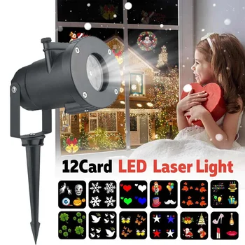 

LED Mini Projector Light Adjustable Waterproof Lamp with 12 Slide Card Christmas High Quality