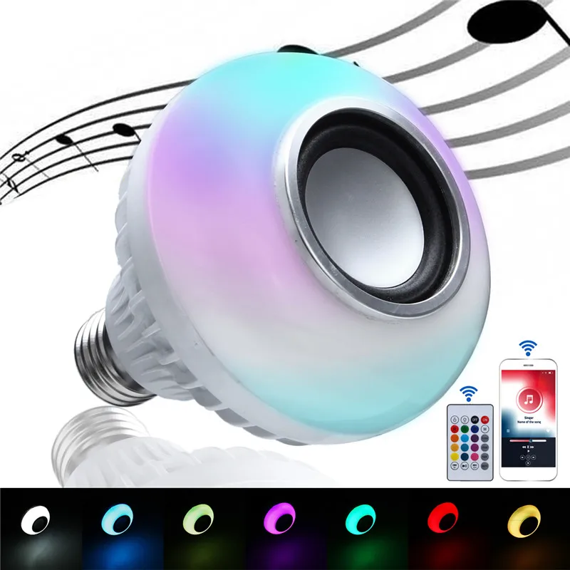 

E27 LED RGBW Wireless bluetooth Speaker Bulb Light Music Play + Remote Smart LED Bulbs AC85-260V