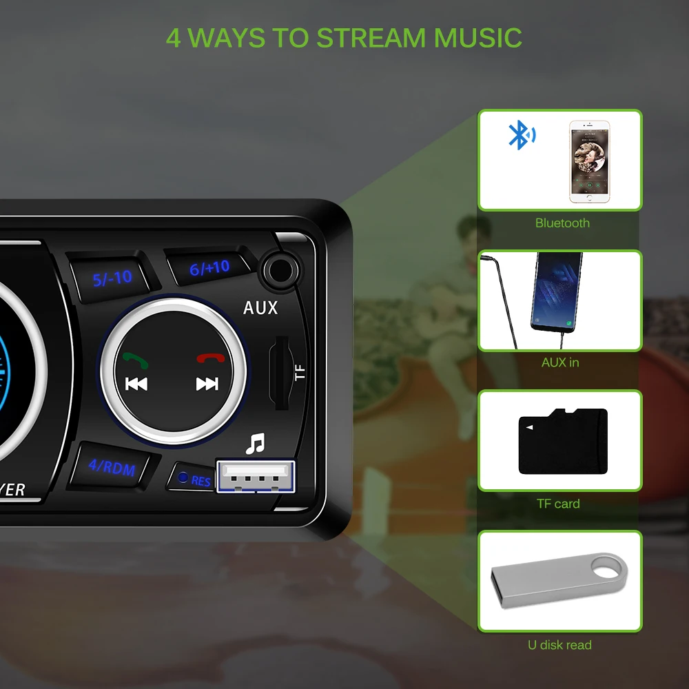 1 Din автомобильный Bluetooth стерео аудиомодулятор fm-приемник MP3 радио плеер USB/TF/AUX с пультом дистанционного управления автомобильный плеер