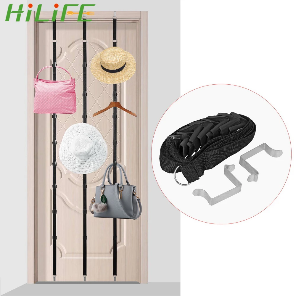 Adjustable Over Door Straps Hanger Hook Cap Rack With 8 Hooks Hat Bag