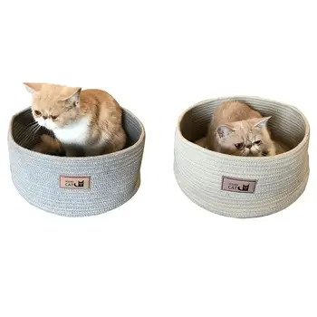 

Pet Cat Bed Removable Washable Non-Stick Cat Supplies Handmade Cotton Rope Cat Bed Cat Litter Scratch Board For Four Seasons
