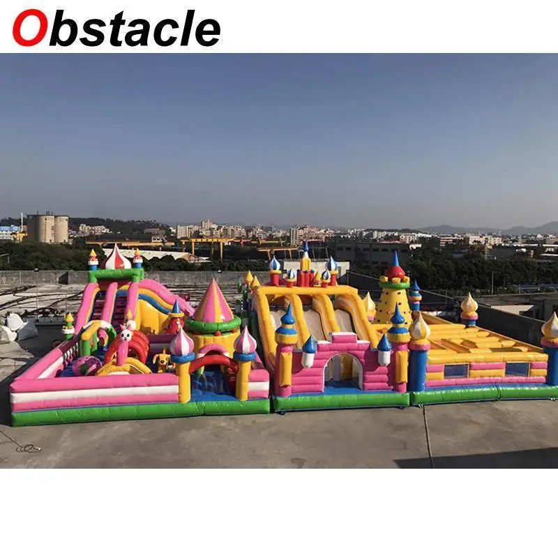 

Three-in-one super large multifunction inflatable amusement city inflatable fun park contain slide climbing wall obstacle maze