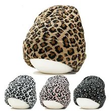 Новая модная женская Шапка-бини леопардовая женская шапка осень зима женские шапки шапка с леопардовым принтом вязаная зимняя женская шапка