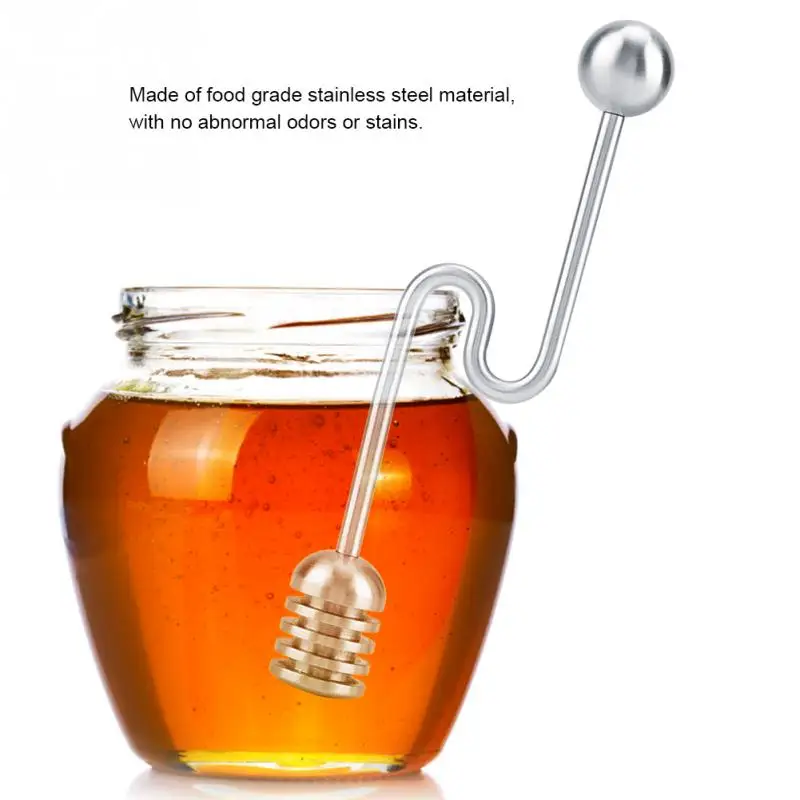 Stainless Steel Honey Spoon Honey Stick Dipper Mixing Spoon Bar Swizzle
