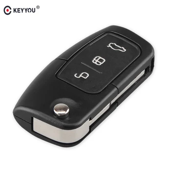 

KEYYOU 10pcs/lot 3 Buttons Flip key Folding car Remote Key Shell For Ford Focus Fiesta C Max Ka smart key cover Case Fob