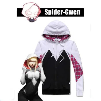 

Women Girls Venom Hoodie Cosplay Spider Gwen Stacy Costume 3D Spiderman Superhero Zipper Jacket Hooded Sweatshirt Coat