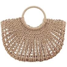 Тканая женская сумка, модная женская пляжная плетеная ручная сумка ручной работы из ротанга, сумки для хранения, сумки через плечо