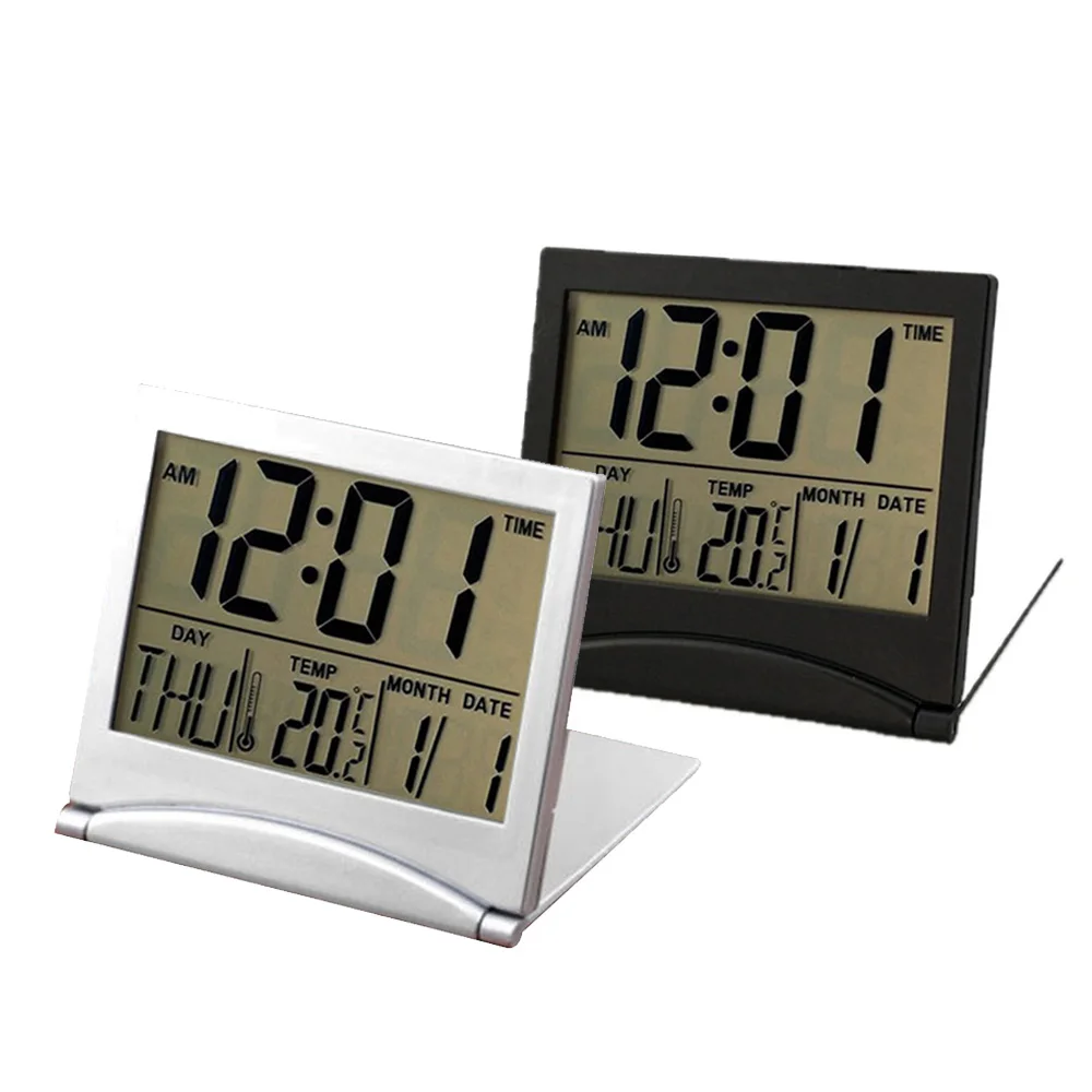 

Folding LCD Digital Mini Travel Alarm Clock Weather StationTemperature Digital Clock Alarm Home Outdoor Supplies
