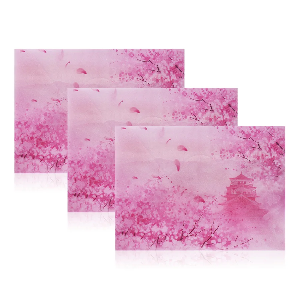 

3 Pcs Handmade Paper Envelopes Sakura patterns Envelope for Gift Card Invitation Package with 4 Sealing Stickers 5.9 * 4.3 Inch