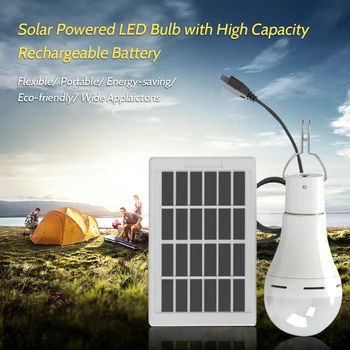 

Portable Solar Lamp DC5-6V 9W LED Solar Powered Energy Bulb 3 Modes IP65 Waterproof for Outdoors Camping Light Tent Fishing