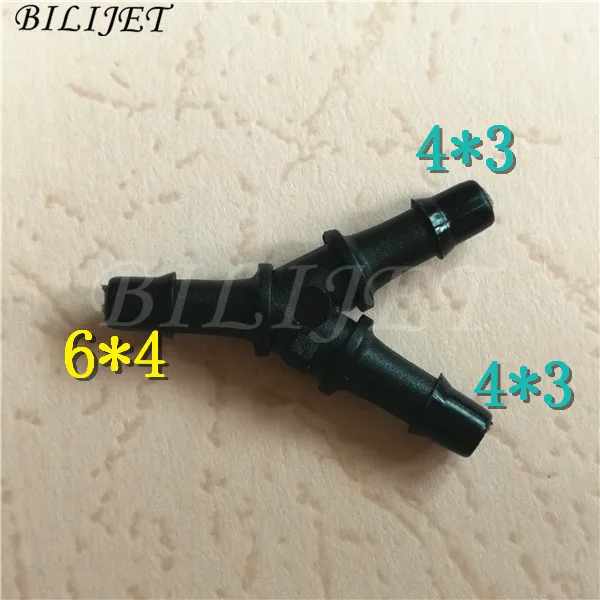 

50 pcs Plastic ink tube connector printer tube connector 4X3mm to 3X2mm 6X4mm to 4X3mm Mutoh Roland Mimaki Y shaped connector