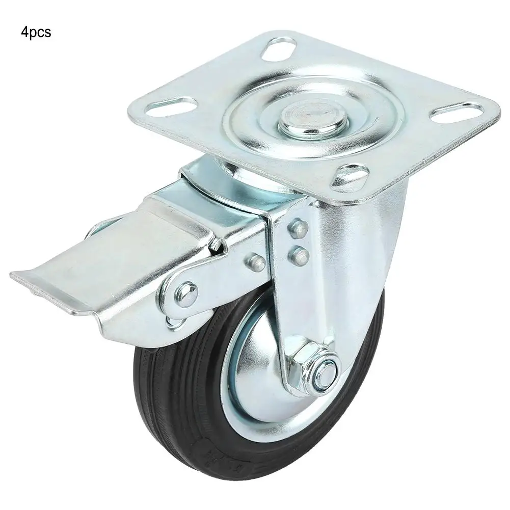 

4pcs Metal Core Swivel Casters Wheel Light-duty Trolley Casters Furniture Rubber Casters Good Quality