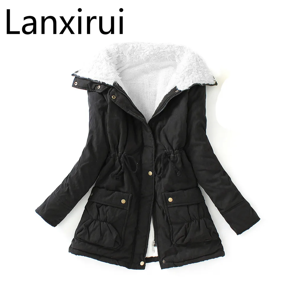 

2019 Winter Women Coat Ladies Wadded Warm Cotton Parka Slim Outwear Long Wadded Jacket Thick Hooded Cotton Jacket Cc018