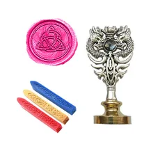 Винтажная сургучная Печать комплект печатей звезды узел металлический Дракон ручка свадебные приглашения Подпись специальная печать штамп(Дракон Серебро