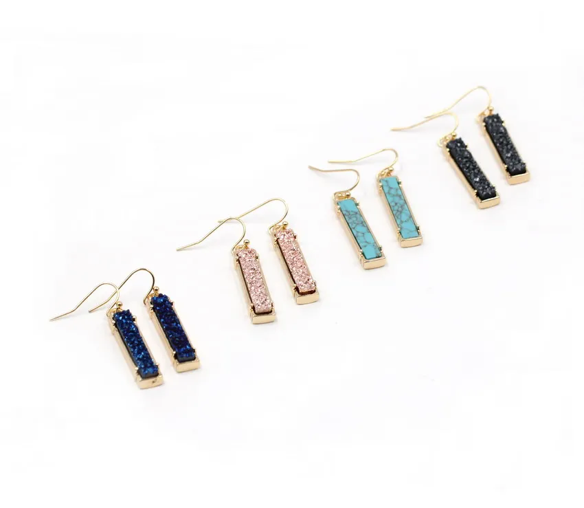 

Fashion Various Colors Vertical Bar Drop Earrings Factory Wholesale