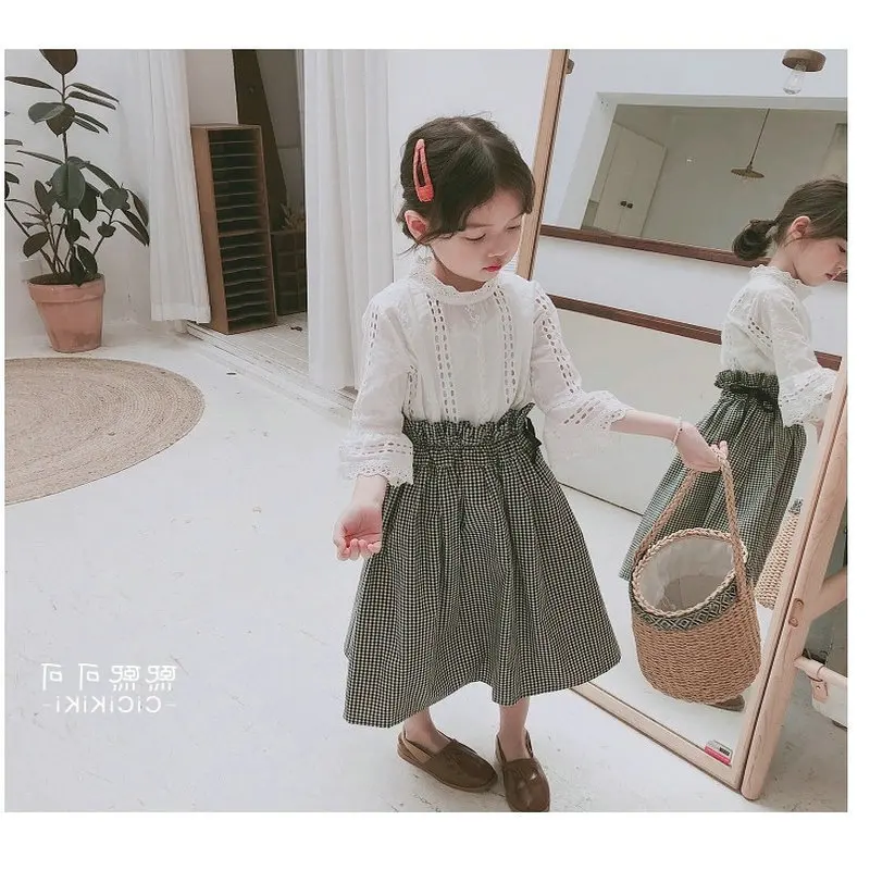 

Fashion Girls' Skirt Plaid Elegant Infant Baby Skirts 2019 Spring Autumn Bowtie Side Chilren Aline Skirts Toddler Baby Clothing