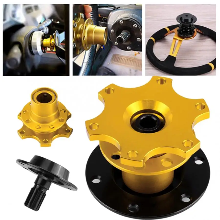 

Golden Universal Car Steering Wheel Hub Adapter Quick Release Racing Adapter Snap Off Boss Kit araba aksesuar