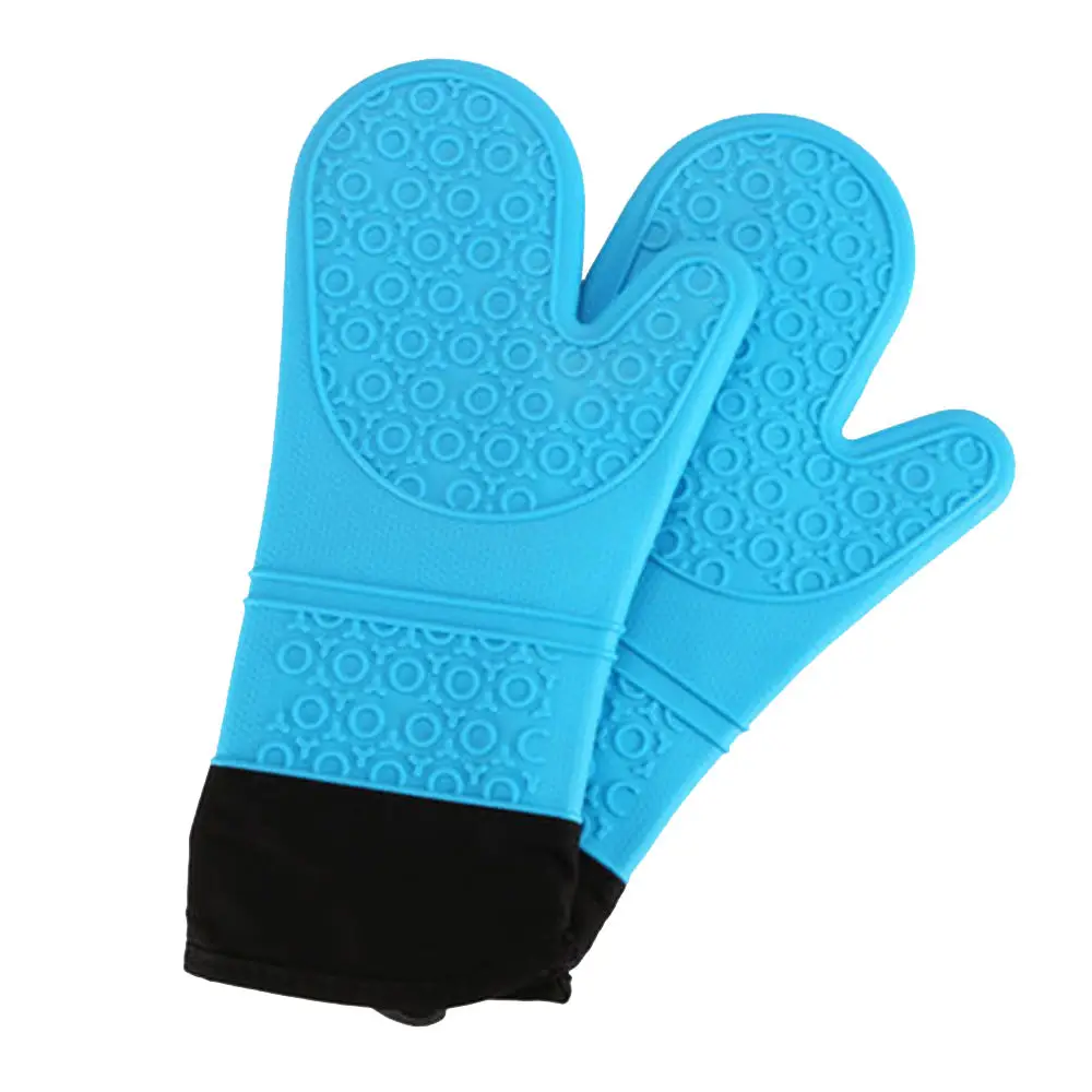 1Pair Heat Resistant Kitchen Silicone Oven Mitts Barbecue Glove Cooking