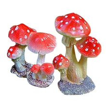 ABFY-3-Piece Miniature Fairy Garden Mushroom Ornament Dollhouse Plant Pot Figurine DIY Decor Home Decoration Style2 3-Piece