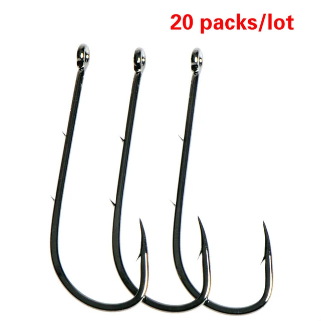 New 20 packs/lot Mustad hooks 92647-bn # Live bait casting fishing high  carbon steel barbed hooks long double backstab hooks