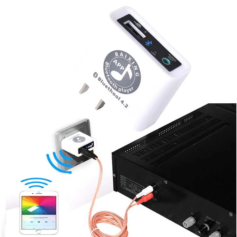 

AC 110v~220V Bluetooth 4.2 APP Control Audio Receiver Stereo Sound U disk Player Support FLAC/APE/WAV/MP3 3.5mm plug