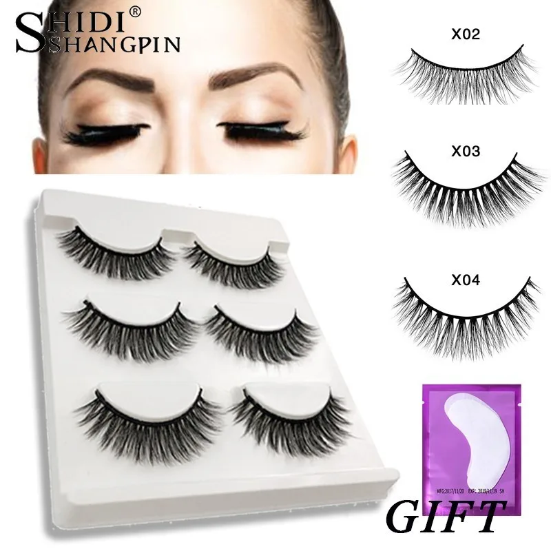 

New 3 Pairs Mink Eyelashes Natural False Eyelashes 3d Mink Lashes Makeup Soft Fake Eyelash Extension Hand Made Eye Lashes